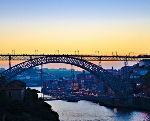 sunset bridge porto